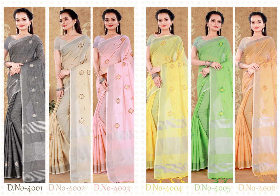 Sangam Sneha Linen Festive Wear Designer Embroidery Latest Saree Collection